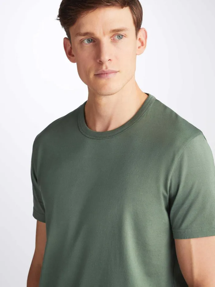 Short Sleeve TShirts Men Derek Rose TShirt Barny Pima Cotton Soft Green