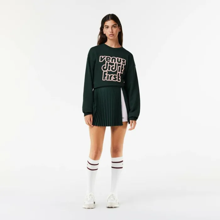 Shorts and Skirts Women Lacoste Lacoste X EleVen By Venus Pleated Tennis Skirt Dark Green Light Pink Iyb