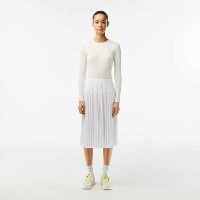 Shorts and Skirts Women Lacoste Womens Flowing Pleated Skirt White 001