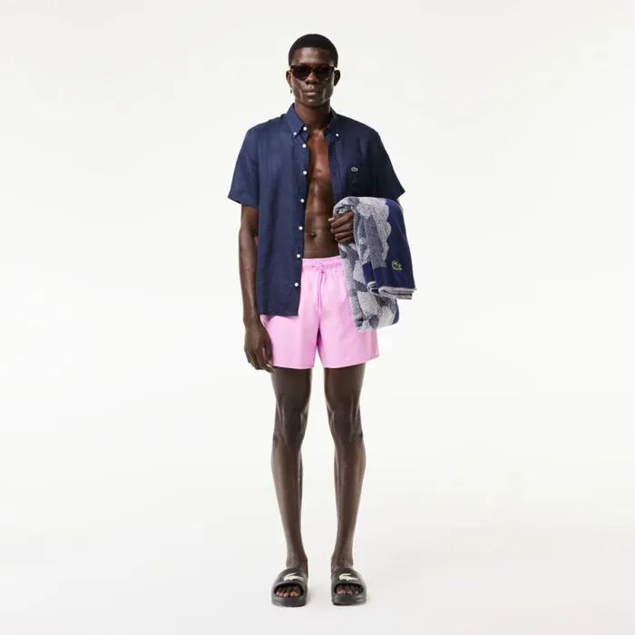 Shorts and Swim Men Lacoste Men039s Lightweight Swim Shorts Pink Green Ike