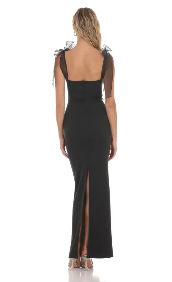 Shoulder Ties Maxi Dress Black Women LUCY IN THE SKY Maxi Dresses Shoulder Ties Maxi Dress Black Women LUCY IN THE SKY Maxi Dresses