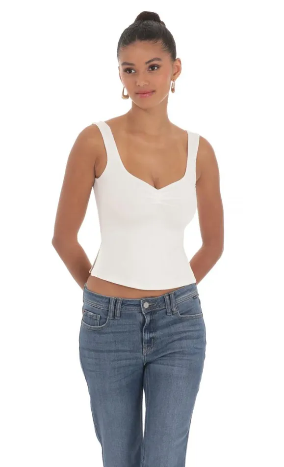Side Slit Top White Women LUCY IN THE SKY Tops