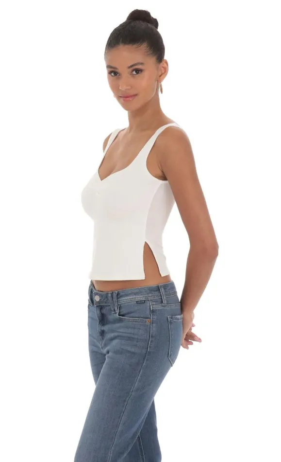 Side Slit Top White Women LUCY IN THE SKY Tops