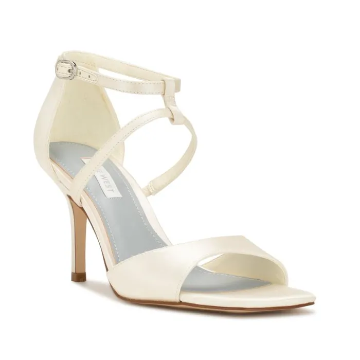 Sighs Heeled Sandals Silver Shimmer Women Nine West Sandals