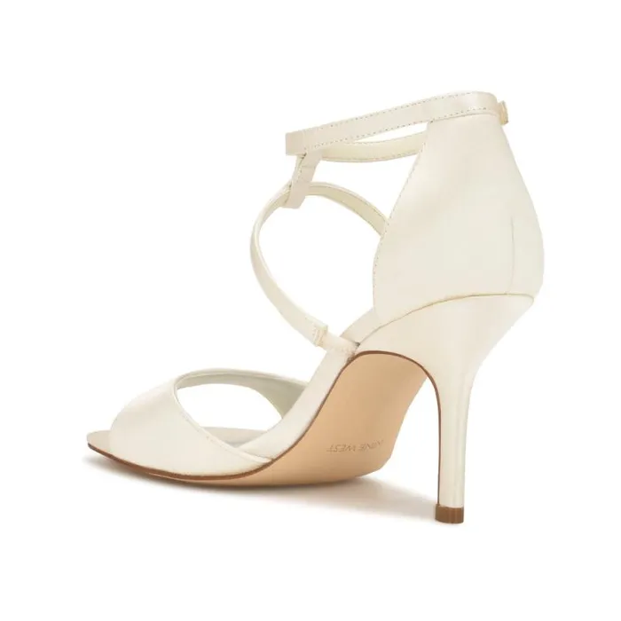 Sighs Heeled Sandals Silver Shimmer Women Nine West Sandals