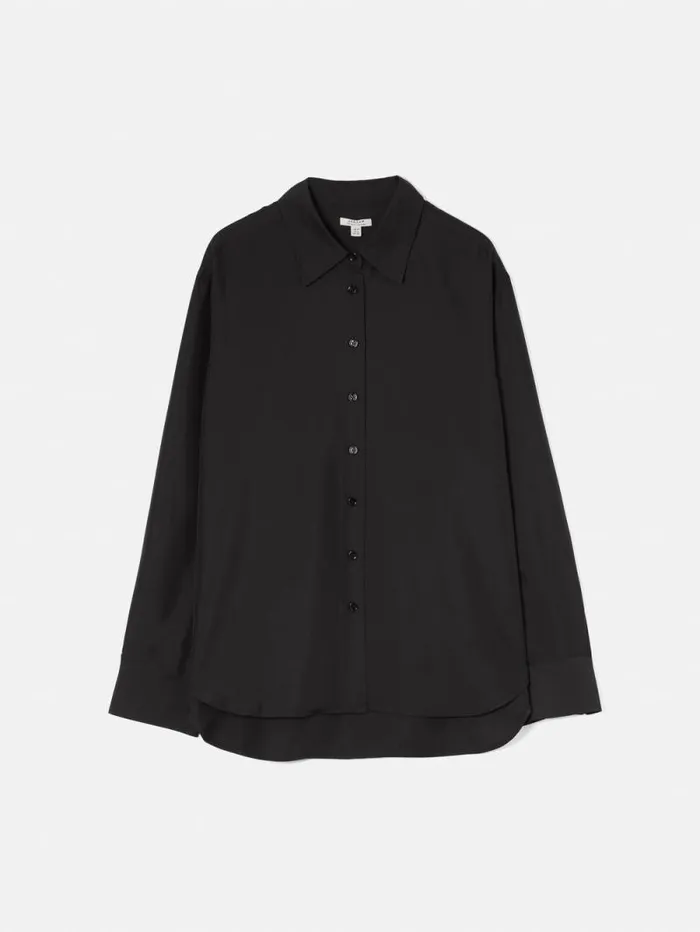 Silk Habotai Relaxed Shirt Black Women Jigsaw Shirts and Tops