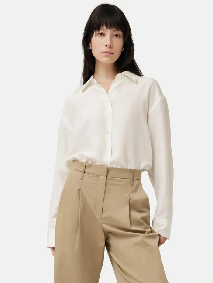 Silk Habotai Relaxed Shirt Ivory Women Jigsaw Shirts and Tops