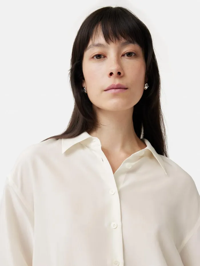 Silk Habotai Relaxed Shirt Ivory Women Jigsaw Shirts and Tops