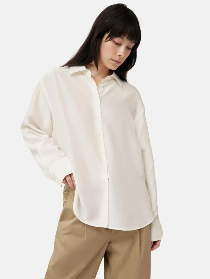 Silk Habotai Relaxed Shirt Ivory Women Jigsaw Shirts and Tops