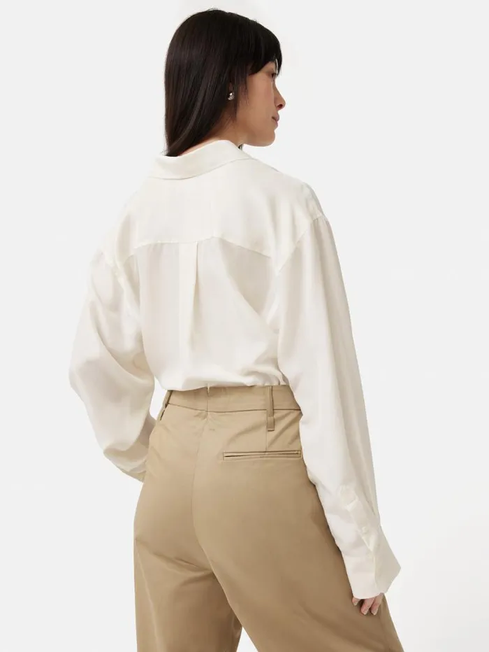 Silk Habotai Relaxed Shirt Ivory Women Jigsaw Shirts and Tops
