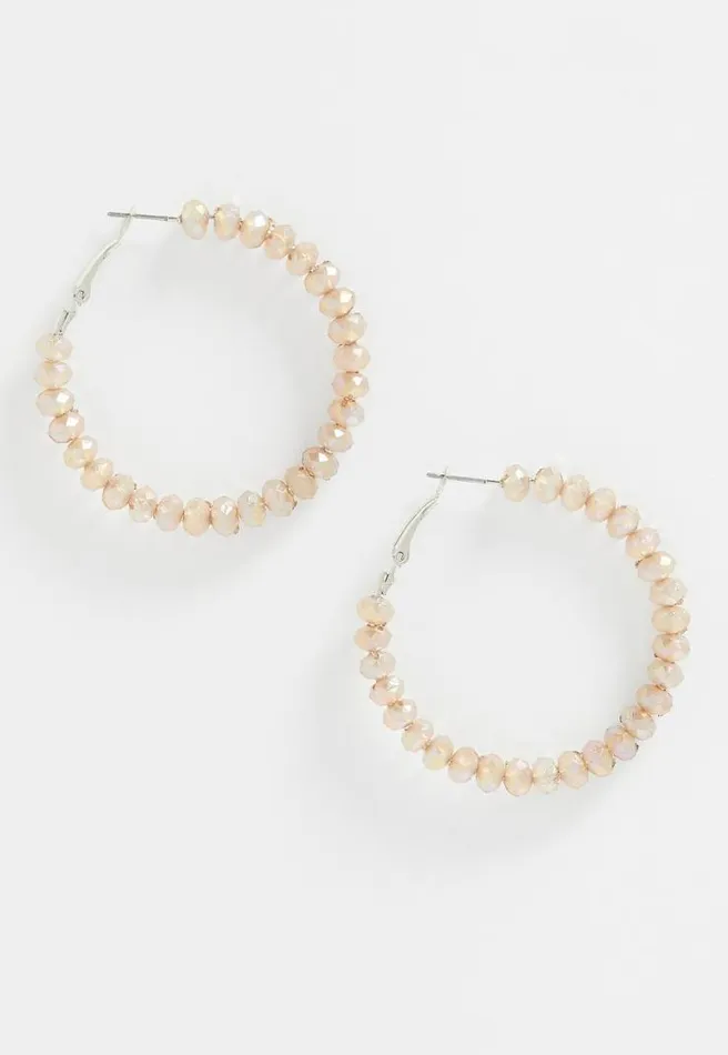 Silver Beaded Hoop Earrings Women Maurices Jewelry