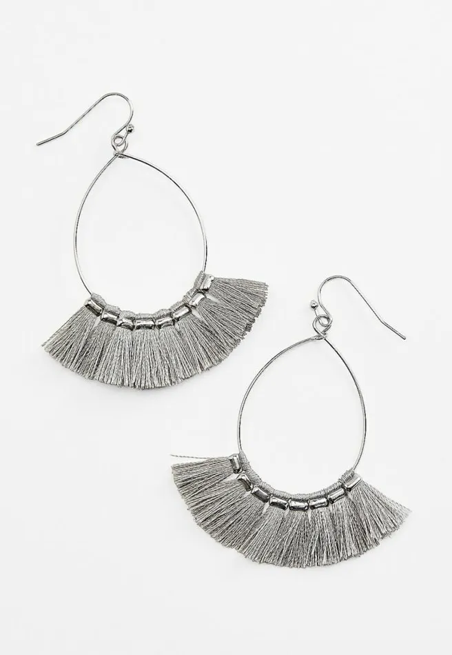 Silver Gray Fringe Teardrop Earrings Women Maurices Jewelry