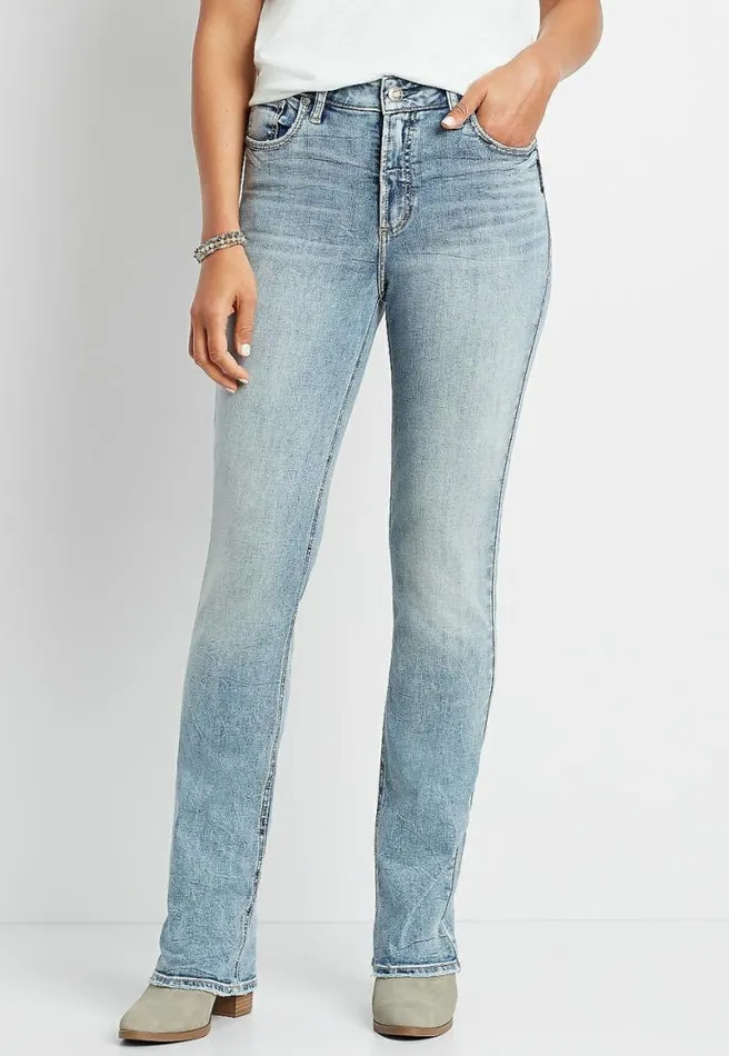Silver Jeans Co Avery High Rise Light Marble Wash Slim Boot Jean Women Maurices Jeans