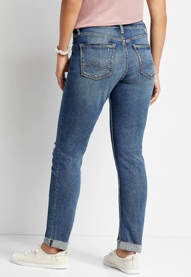 Silver Jeans Co Boyfriend Mid Rise Ripped Jean Women Maurices Jeans