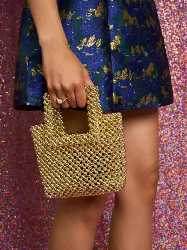 Sister Jane Accessories Womenswear Glitterball Bead Mini Bag Yellow Gold