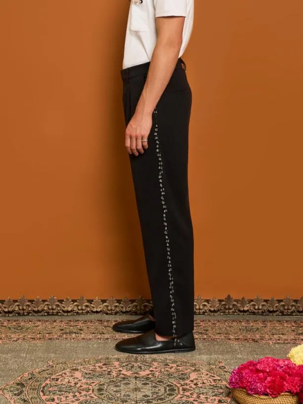 Sister Jane Bottoms Womenswear Dylan Bead Trim Trousers Black