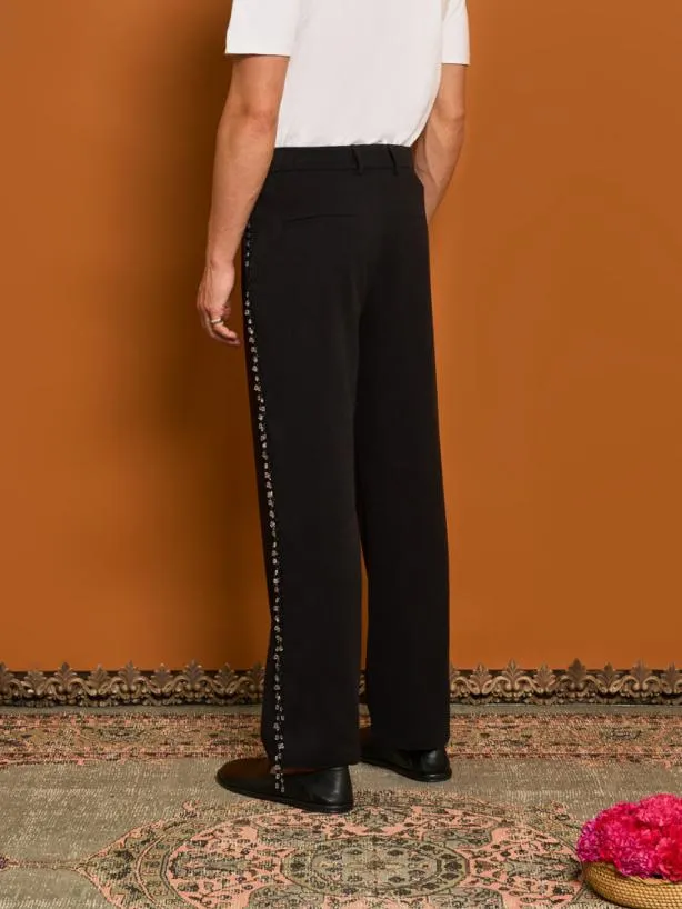 Sister Jane Bottoms Womenswear Dylan Bead Trim Trousers Black