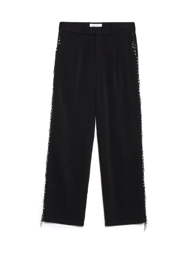 Sister Jane Bottoms Womenswear Dylan Bead Trim Trousers Black