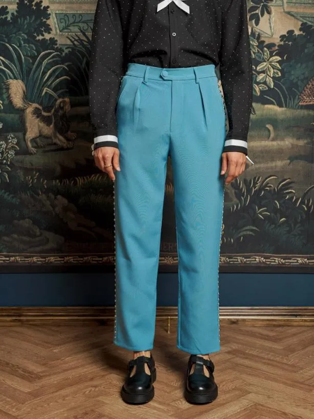Sister Jane Bottoms Womenswear Layne Studded Trousers Cerulean Blue