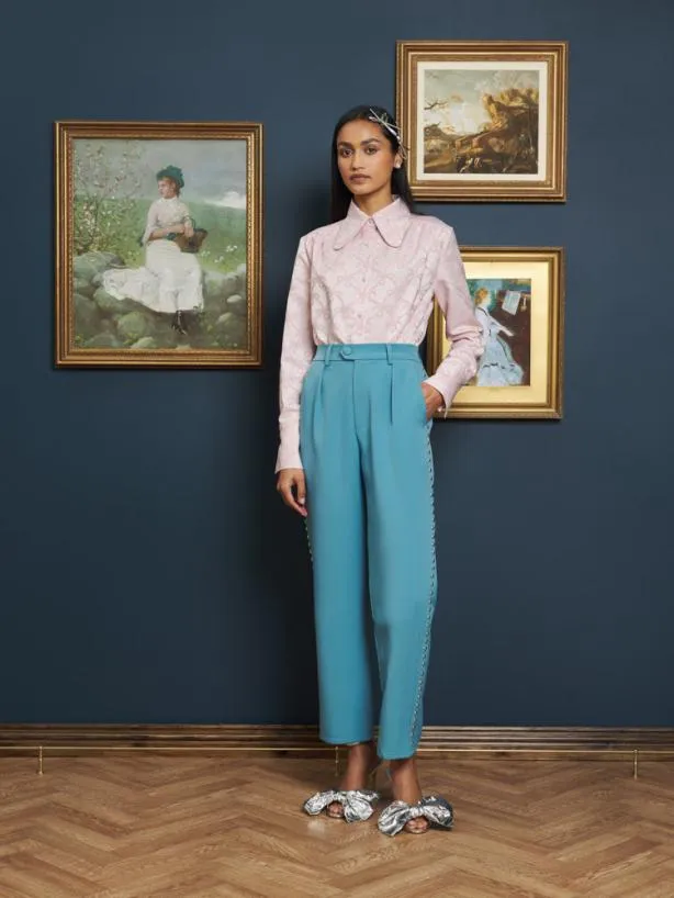 Sister Jane Bottoms Womenswear Layne Studded Trousers Cerulean Blue