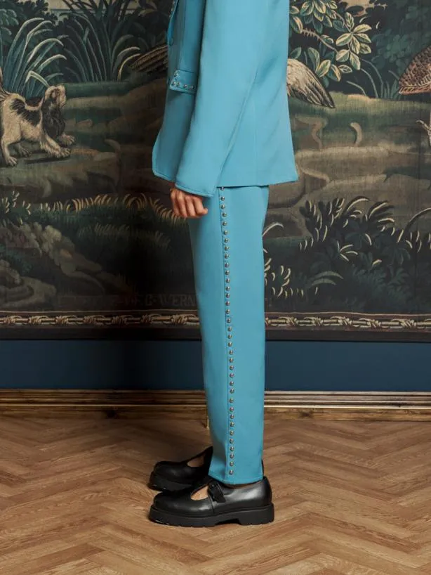 Sister Jane Bottoms Womenswear Layne Studded Trousers Cerulean Blue