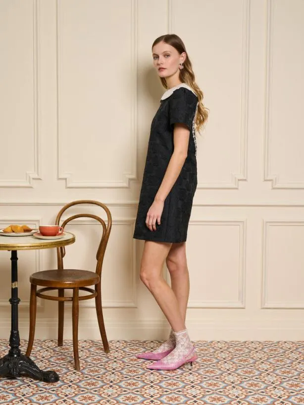 Sister Jane Dresses Womenswear Cheri Rose Jacquard Dress Ink Black