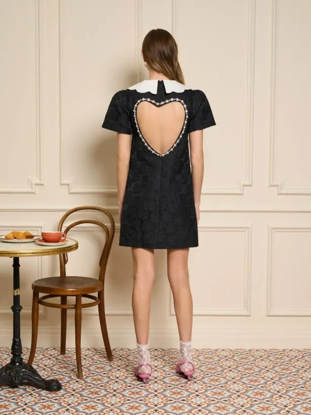 Sister Jane Dresses Womenswear Cheri Rose Jacquard Dress Ink Black