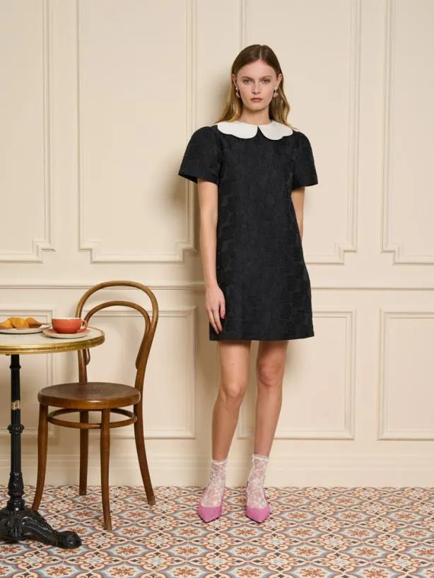 Sister Jane Dresses Womenswear Cheri Rose Jacquard Dress Ink Black