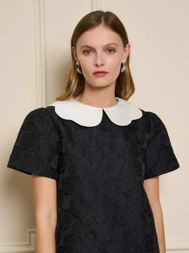 Sister Jane Dresses Womenswear Cheri Rose Jacquard Dress Ink Black