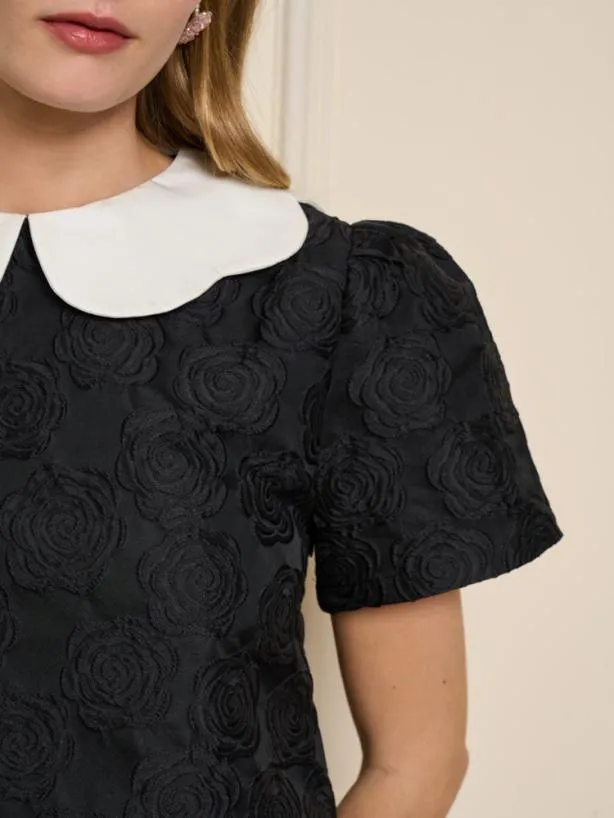 Sister Jane Dresses Womenswear Cheri Rose Jacquard Dress Ink Black