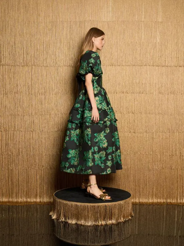 Sister Jane Dresses Womenswear DREAM Bonnie Jacquard Midi Dress Black Forest