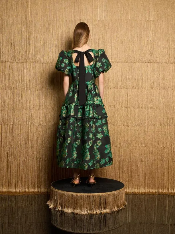 Sister Jane Dresses Womenswear DREAM Bonnie Jacquard Midi Dress Black Forest