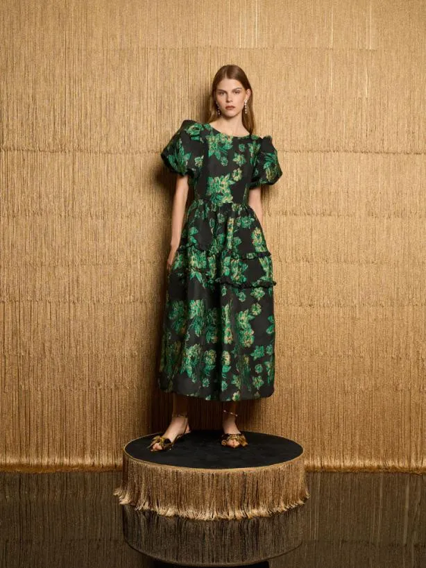 Sister Jane Dresses Womenswear DREAM Bonnie Jacquard Midi Dress Black Forest
