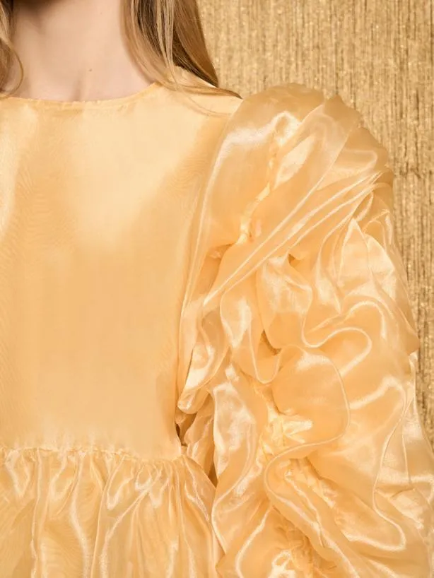 Sister Jane Dresses Womenswear DREAM Glitz Ruffle Mini Dress Yellow Gold