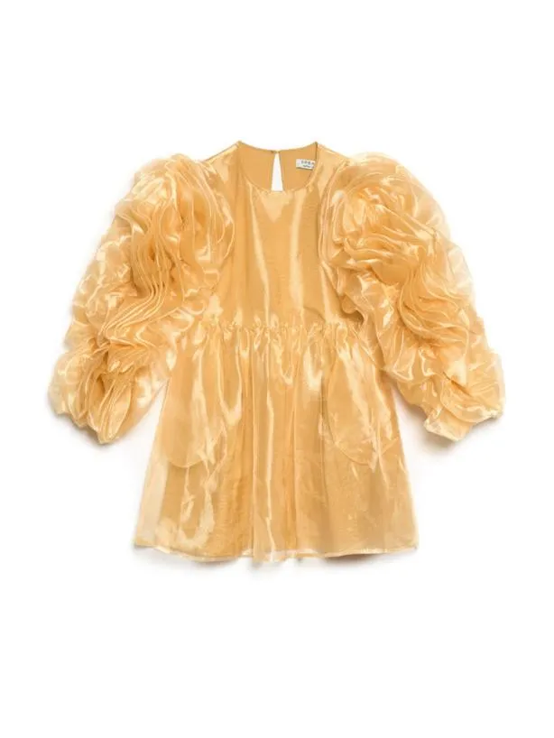 Sister Jane Dresses Womenswear DREAM Glitz Ruffle Mini Dress Yellow Gold