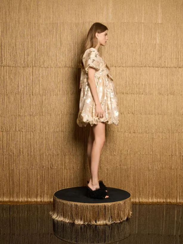 Sister Jane Dresses Womenswear DREAM Tambourine Organza Mini Dress Pale Gold