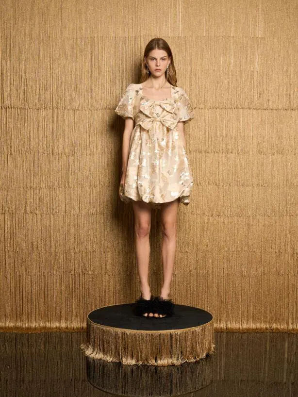 Sister Jane Dresses Womenswear DREAM Tambourine Organza Mini Dress Pale Gold