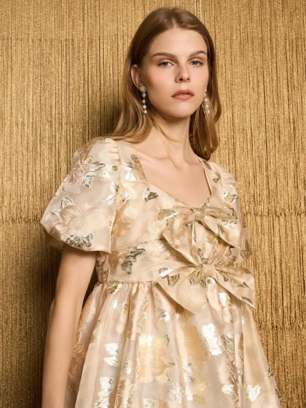 Sister Jane Dresses Womenswear DREAM Tambourine Organza Mini Dress Pale Gold