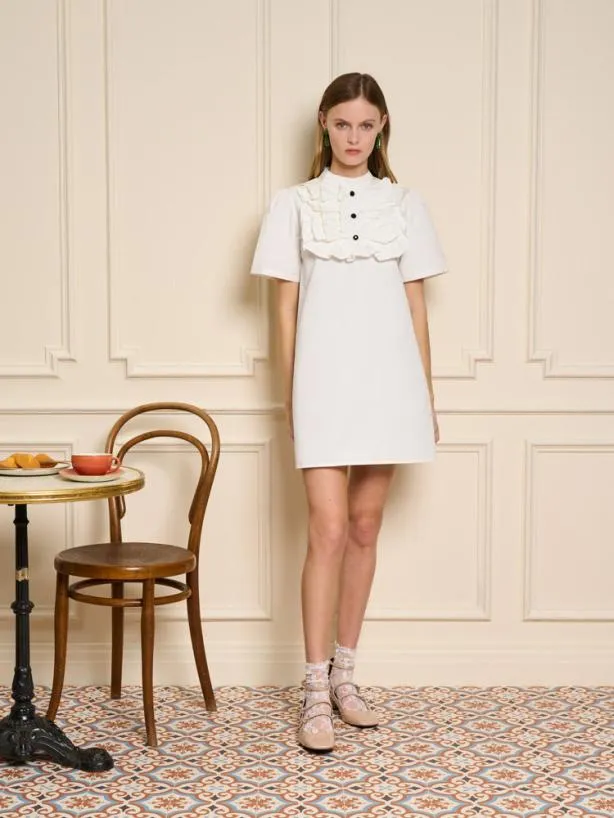 Sister Jane Dresses Womenswear Meringue Ruffle Mini Dress Pearl White