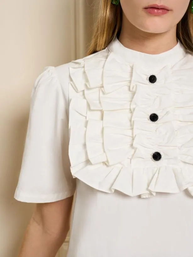 Sister Jane Dresses Womenswear Meringue Ruffle Mini Dress Pearl White