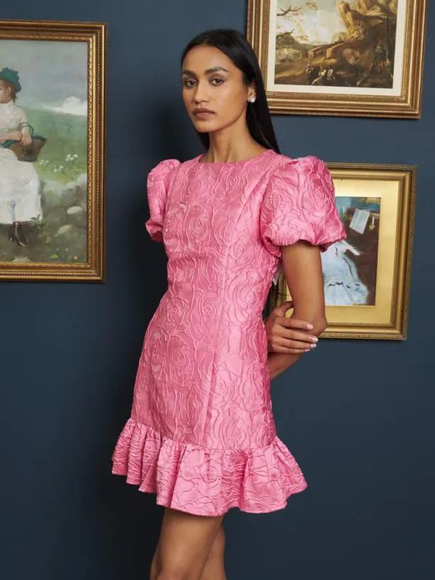 Sister Jane Dresses Womenswear Pop Rose Jacquard Mini Dress Bright Pink