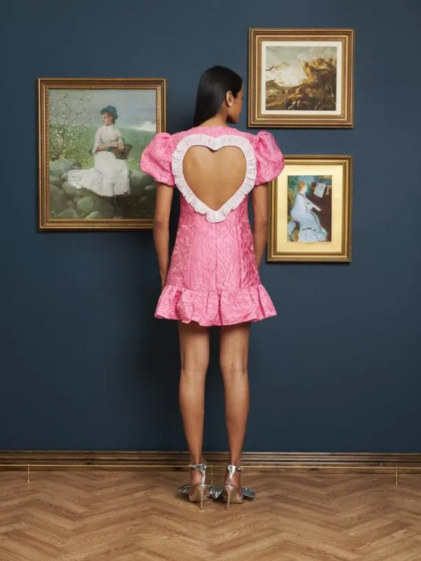 Sister Jane Dresses Womenswear Pop Rose Jacquard Mini Dress Bright Pink