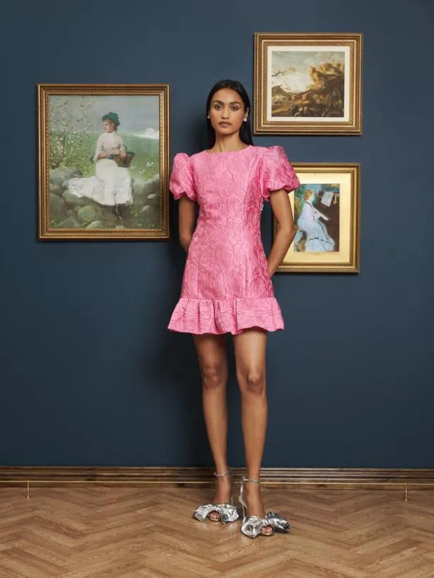 Sister Jane Dresses Womenswear Pop Rose Jacquard Mini Dress Bright Pink