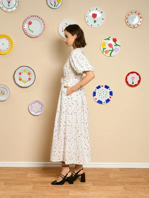 Sister Jane Dresses Womenswear Rainbow Hearts Midi Dress Snow White