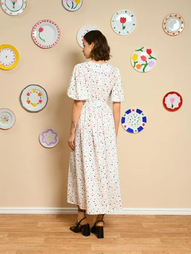 Sister Jane Dresses Womenswear Rainbow Hearts Midi Dress Snow White
