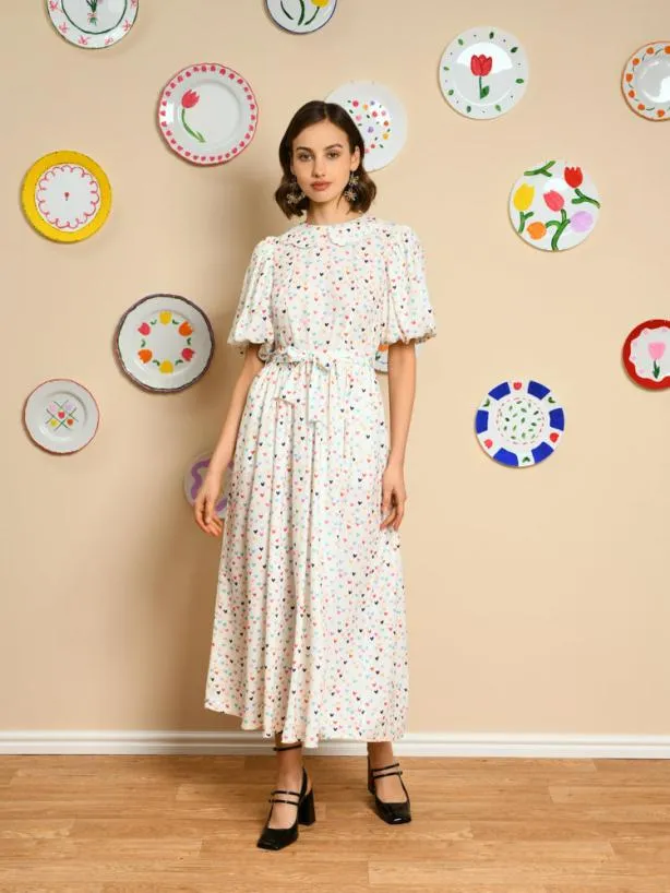 Sister Jane Dresses Womenswear Rainbow Hearts Midi Dress Snow White