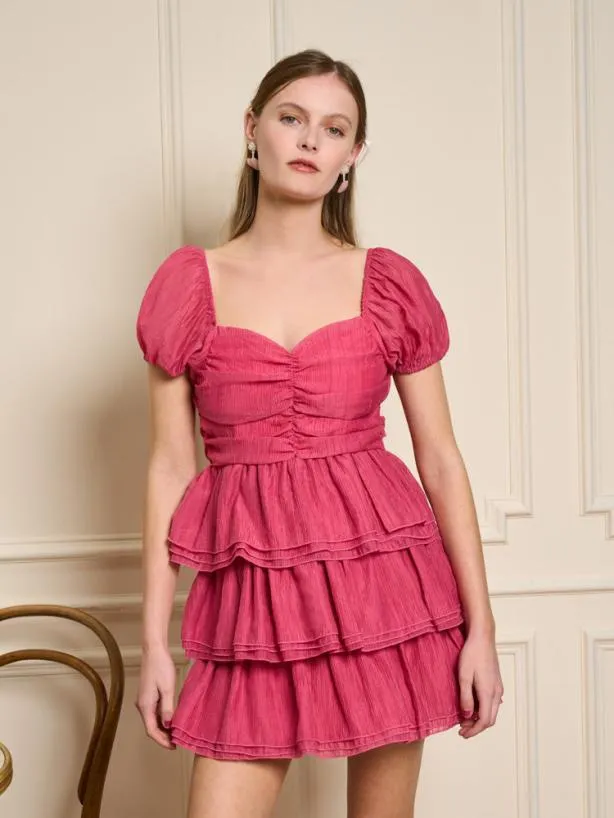 Sister Jane Dresses Womenswear Raspberry Ruffle Mini Dress Hot Pink