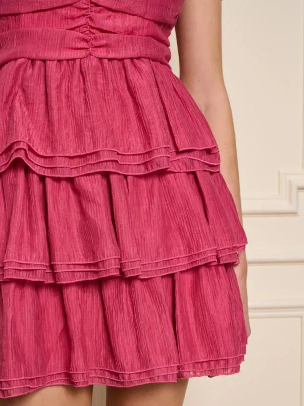 Sister Jane Dresses Womenswear Raspberry Ruffle Mini Dress Hot Pink