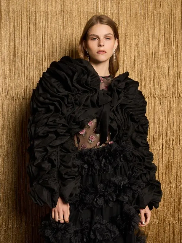 Sister Jane Jackets Womenswear DREAM Donna Ruffle Bolero Jacket Ink Black