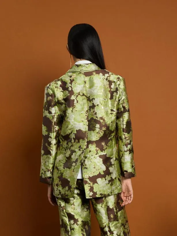 Sister Jane Jackets Womenswear Ghospell Naomi Jacquard Boxy Blazer Chestnut Brown
